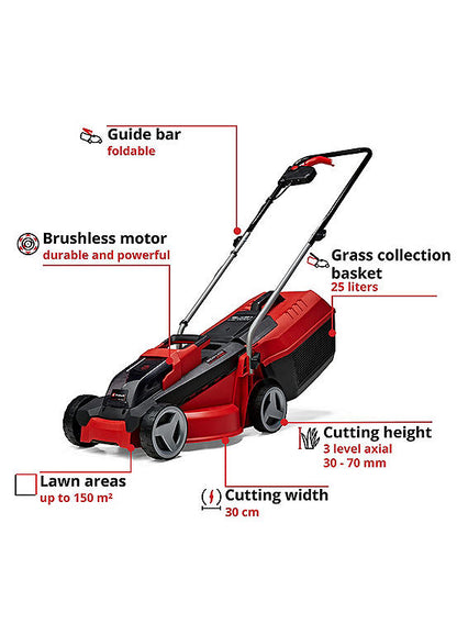Einhell 30cm Cordless Lawn Mower 18v Rotary Lawnmower With Battery&Charger